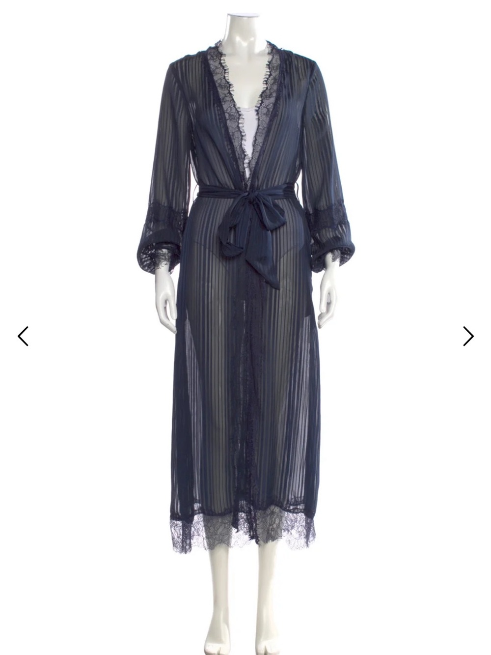 Tularosa Navy Sheer Lace-Trim Maxi Dress